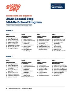 Second Step Middle School Scope and Sequence